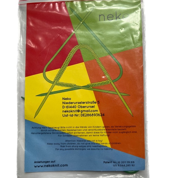 3 Neko Curved Double Pointed Knitting Needles 4.5 mm For Socks US #7 Green DPN - Picture 2 of 4